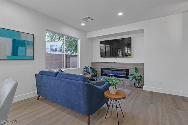 living room with light wood-type flooring