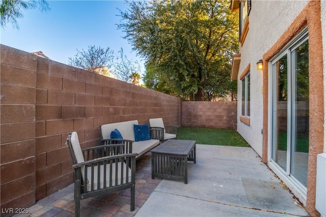 view of patio / terrace featuring an outdoor hangout area