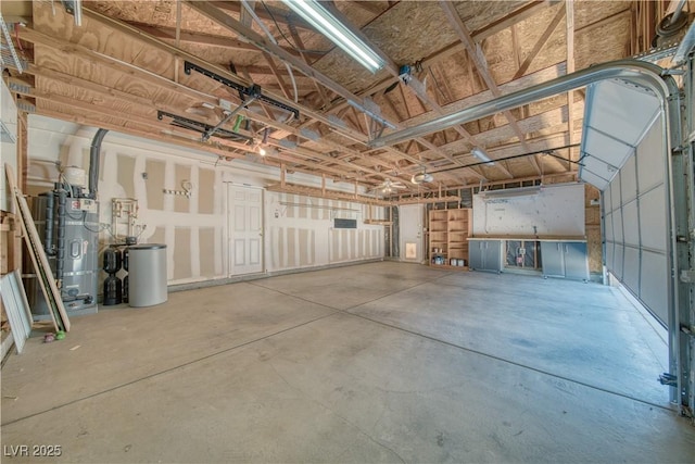 garage featuring electric water heater