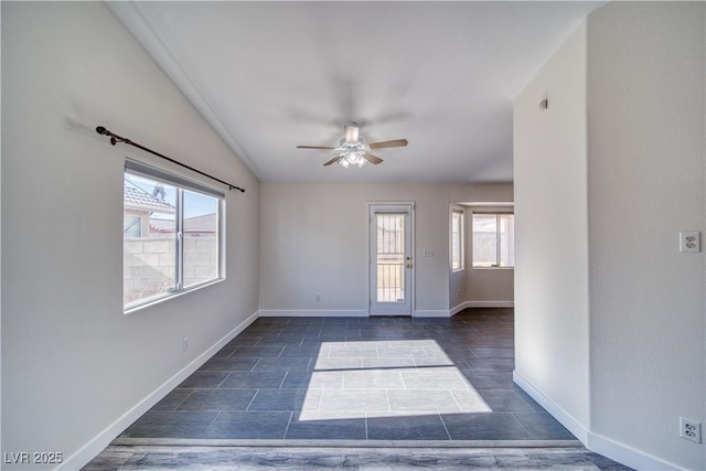 unfurnished room with ceiling fan