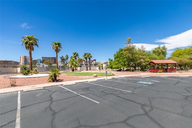 view of vehicle parking featuring a gazebo