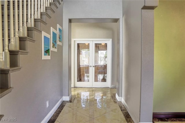 hallway with french doors