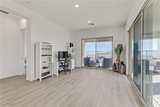 office featuring light hardwood / wood-style floors