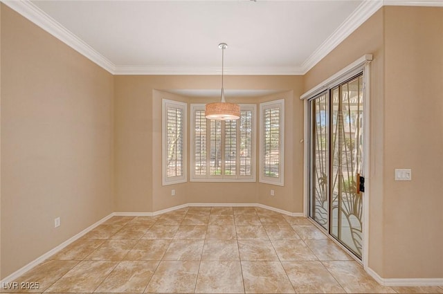 tiled entrance foyer featuring ornamental molding