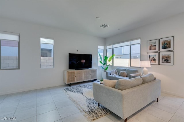 view of tiled living room