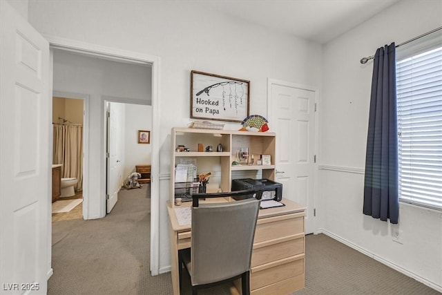 home office featuring carpet flooring