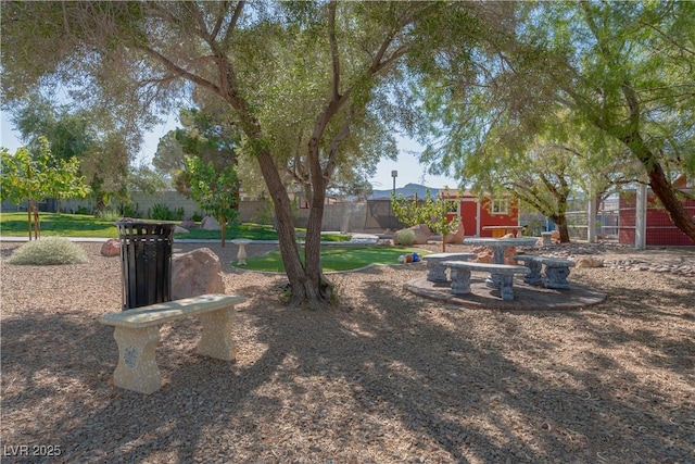 view of yard with a storage shed