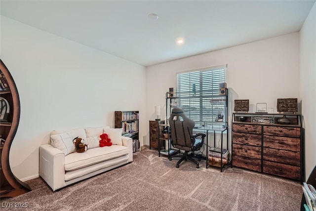 home office featuring carpet flooring