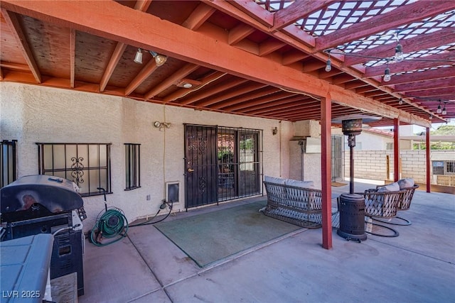 view of patio / terrace with a pergola and an outdoor hangout area