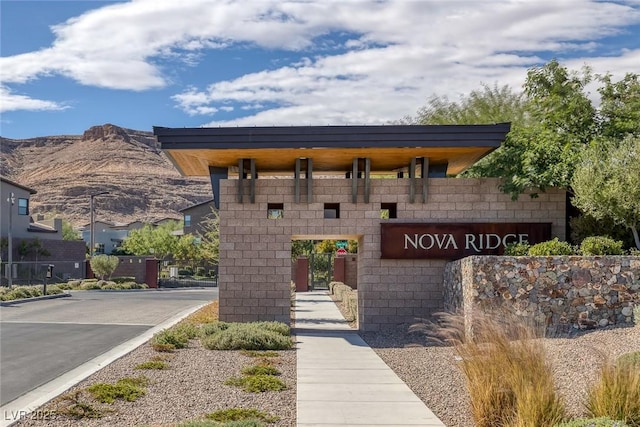 exterior space featuring a mountain view