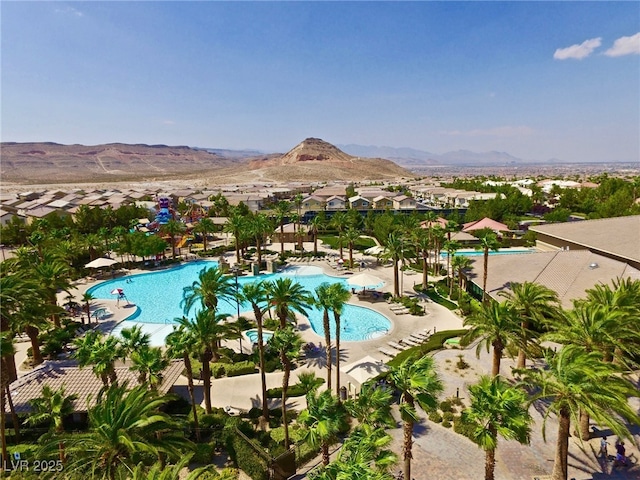 334 Sea Rim Ave, Las Vegas, NV 89148 - pool with a residential view, a patio area, and a mountain view