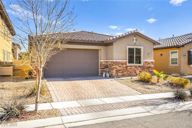 view of front of property with a garage