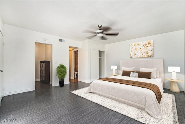 bedroom featuring a closet and ceiling fan