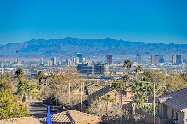 property's view of city with a mountain view