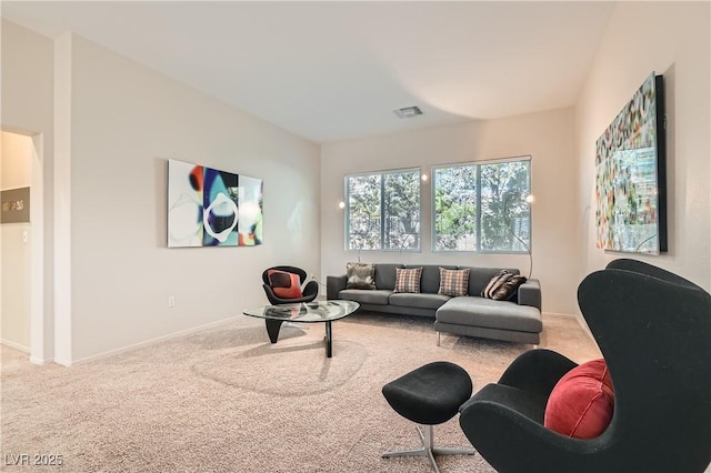 living room featuring carpet flooring