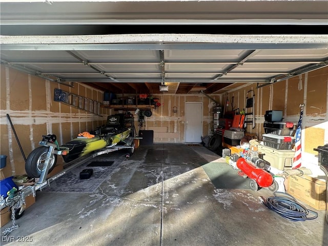 garage with a garage door opener