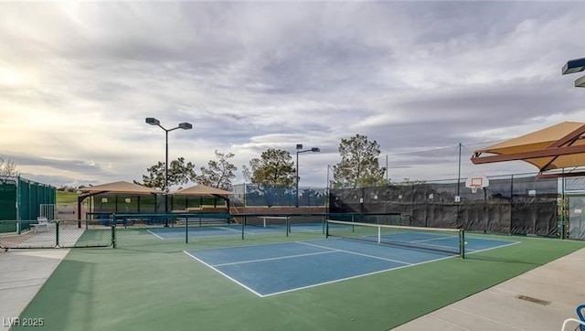 view of sport court with a gazebo