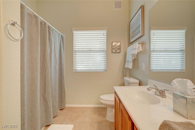 bathroom featuring tile patterned floors, vanity, and toilet