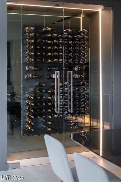 wine area with tile patterned floors