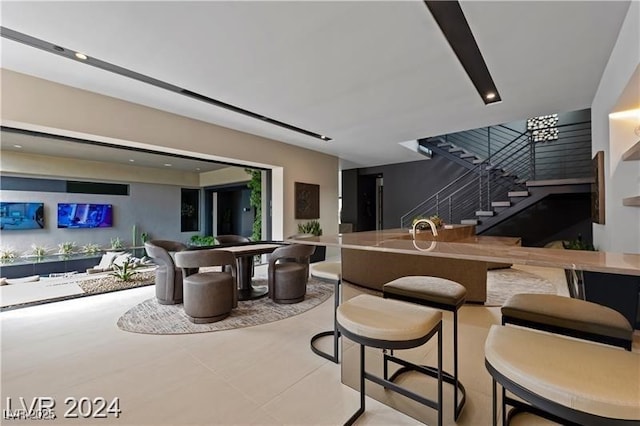 interior space with light tile patterned floors