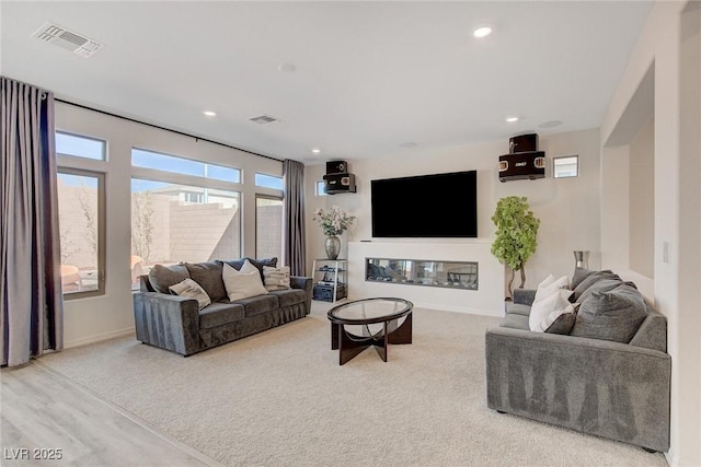 living room with wood-type flooring