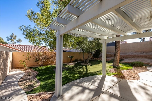 view of patio / terrace featuring a pergola