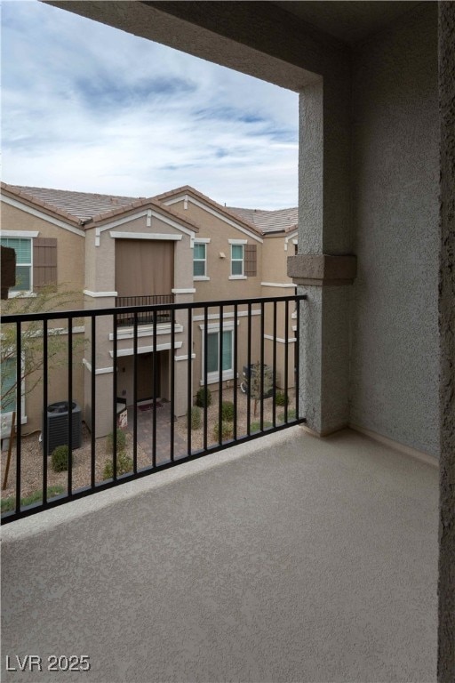 balcony featuring central air condition unit