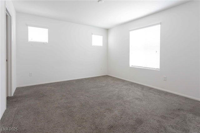 carpeted spare room featuring a wealth of natural light