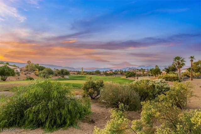 nature at dusk featuring a mountain view