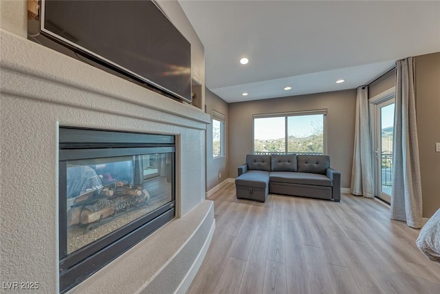 living room with light hardwood / wood-style floors