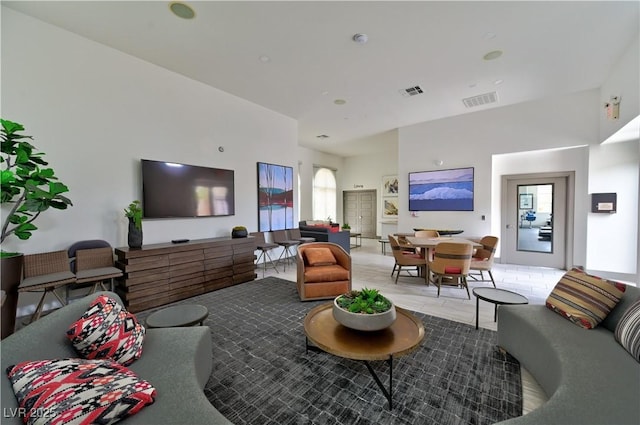 view of tiled living room