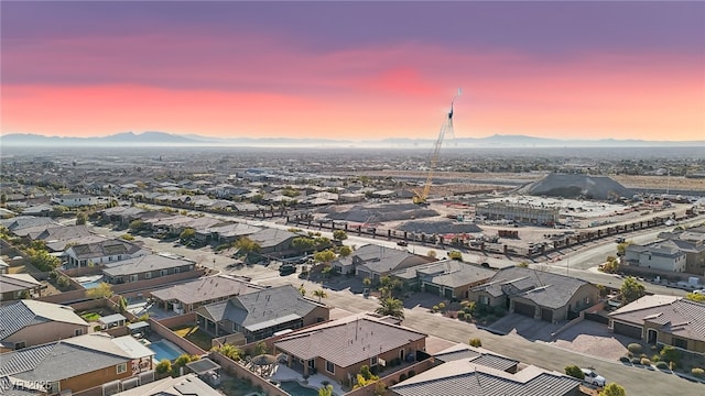 view of aerial view at dusk