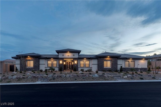 view of prairie-style home