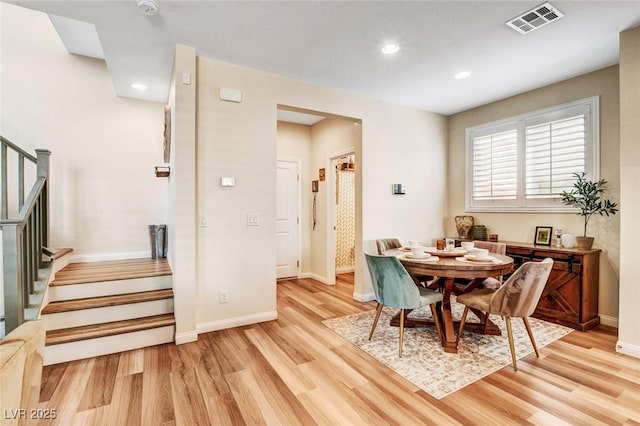 dining area featuring light hardwood / wood-style flooring