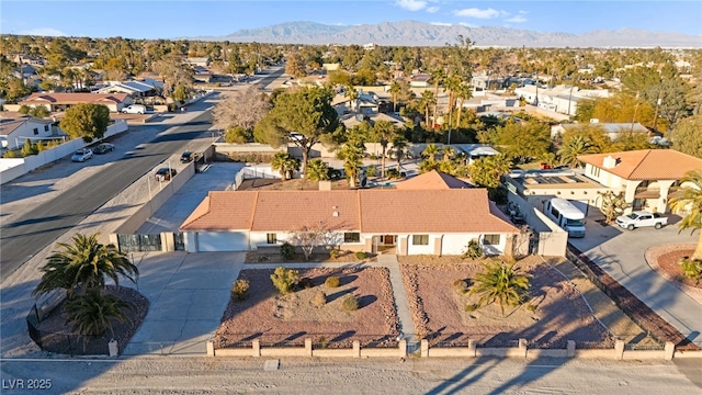 bird's eye view with a mountain view