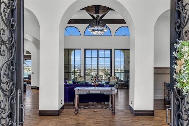 foyer entrance featuring dark hardwood / wood-style flooring