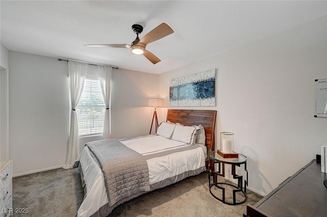 bedroom featuring carpet and ceiling fan