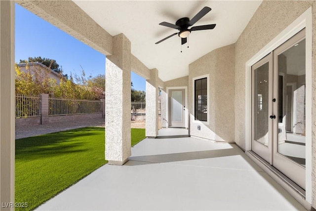 view of patio with ceiling fan