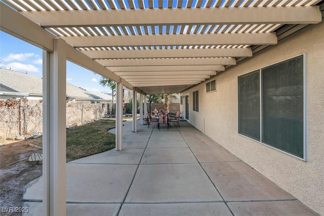 view of patio featuring a pergola