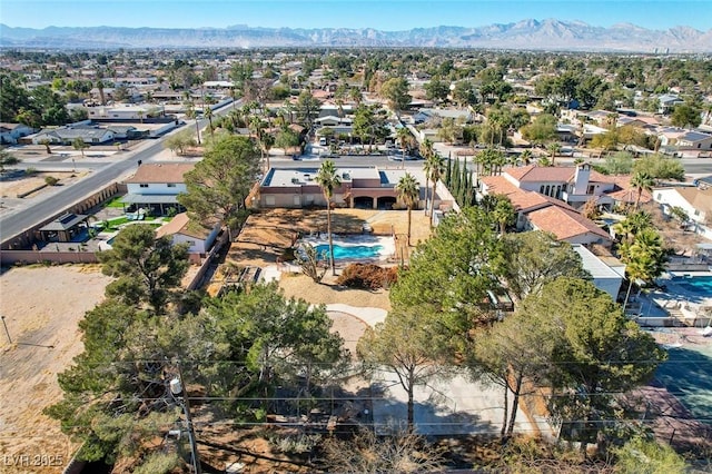 bird's eye view featuring a mountain view and a residential view