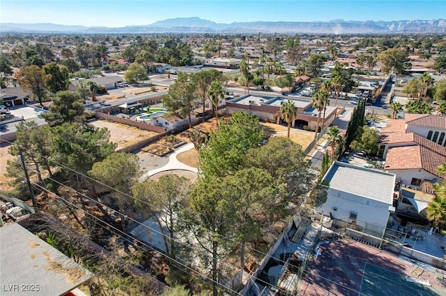 drone / aerial view with a mountain view