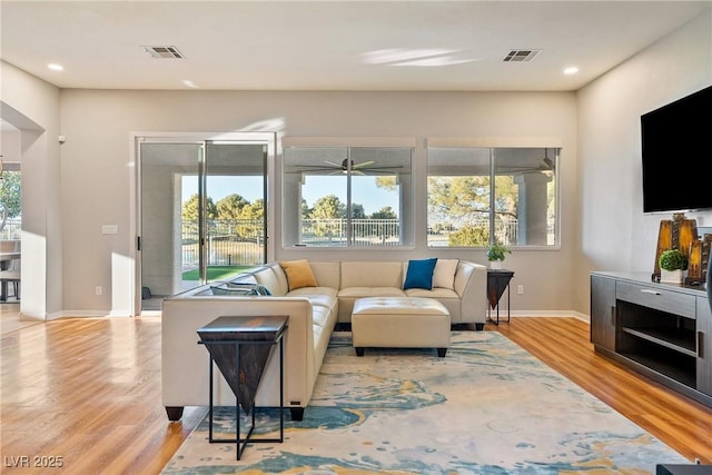 living room featuring light hardwood / wood-style floors