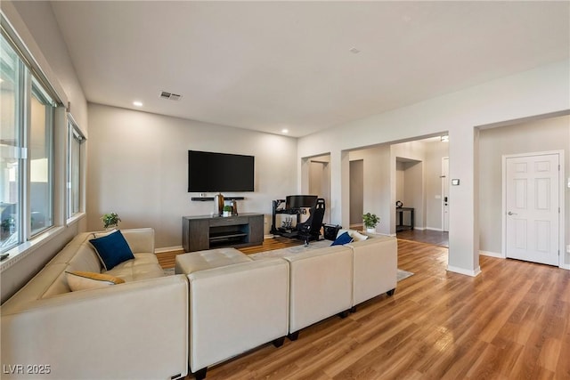 living room with wood-type flooring