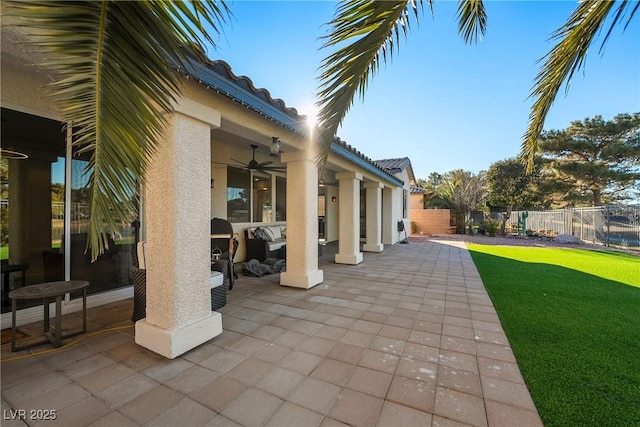 view of patio / terrace with ceiling fan