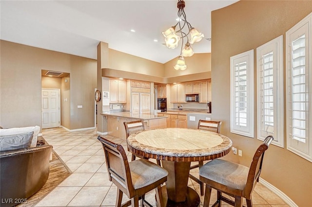 view of tiled dining space