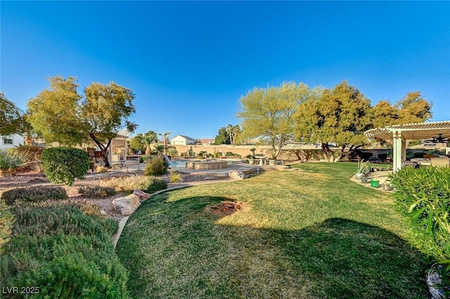 view of yard featuring a pergola