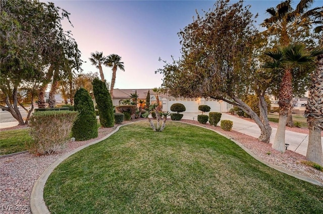 view of yard at dusk