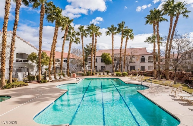 view of pool featuring a patio