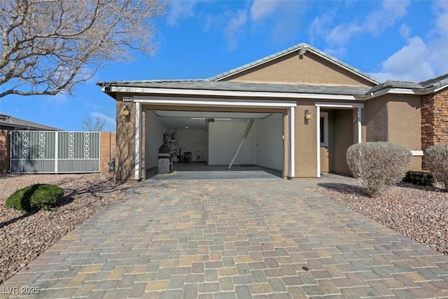 single story home with a garage