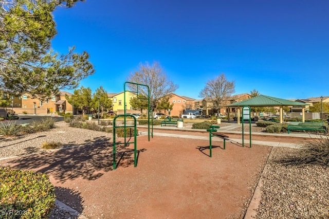 view of community with a playground and a gazebo